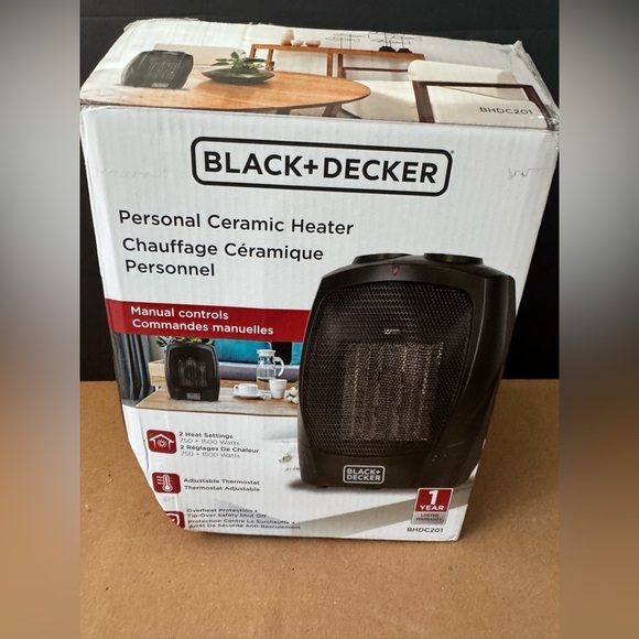 New Black + Decker Portable Space Heater Room Space Heater With Carrying Handle - Picture 1 of 6